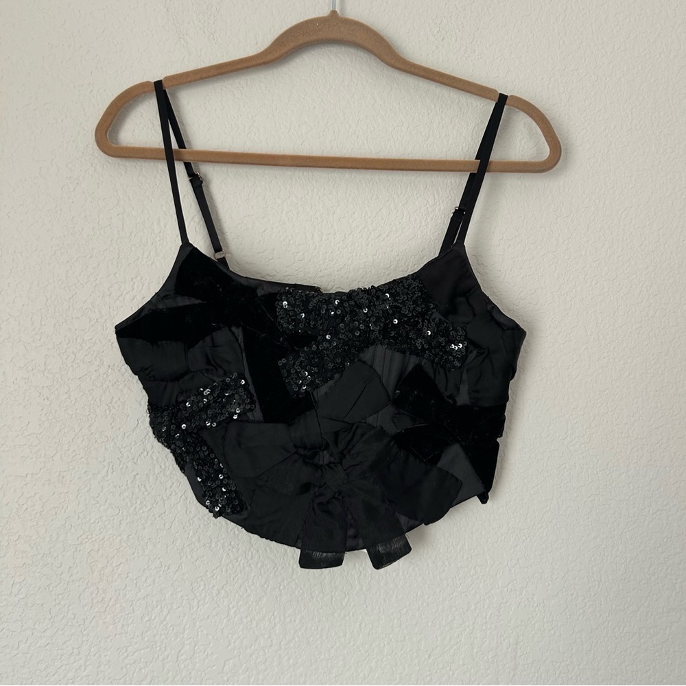 NWT LoveShackFancy Woodley Corset Camisole in Black - Picture 2 of 6